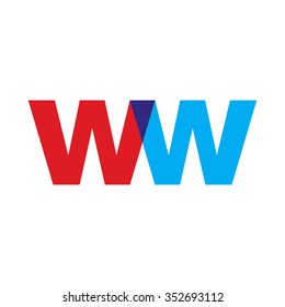 lowercase ww logo, red blue overlap transparent logo