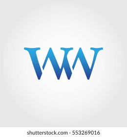 Lowercase ww Logotype. Blue Letter Logo. Letter Abbreviations. Vector Template Element.