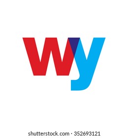 lowercase wy logo, red blue overlap transparent logo