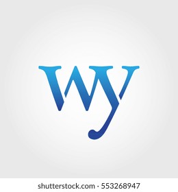 Lowercase wy Logotype. Blue Letter Logo. Letter Abbreviations. Vector Template Element.