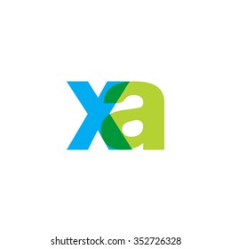 lowercase xa logo, blue green overlap transparent logo