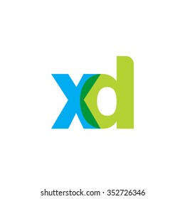 lowercase xd logo, blue green overlap transparent logo
