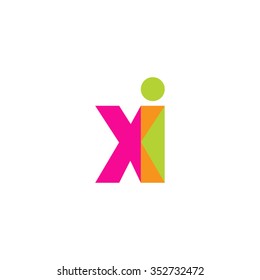 lowercase xi logo, pink green overlap transparent logo, modern lifestyle logo