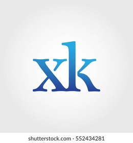 Lowercase xk Logotype. Blue Letter Logo. Letter Abbreviations. Vector Template Element.