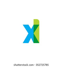 lowercase xl logo, blue green overlap transparent logo