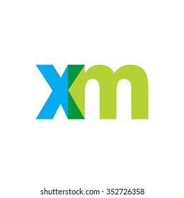 lowercase xm logo, blue green overlap transparent logo