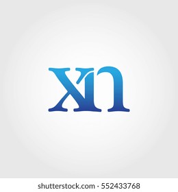 Lowercase xn Logotype. Blue Letter Logo. Letter Abbreviations. Vector Template Element.