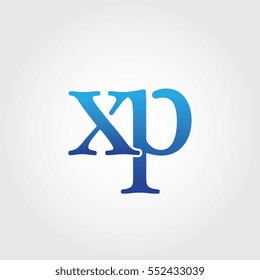 Lowercase xp Logotype. Blue Letter Logo. Letter Abbreviations. Vector Template Element.