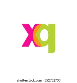 lowercase xq logo, pink green overlap transparent logo, modern lifestyle logo