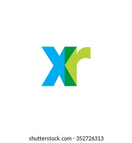 lowercase xr logo, blue green overlap transparent logo