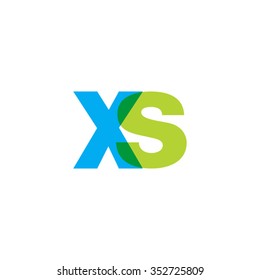 lowercase xs logo, blue green overlap transparent logo