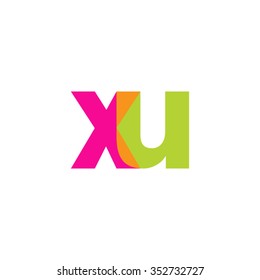lowercase xu logo, pink green overlap transparent logo, modern lifestyle logo
