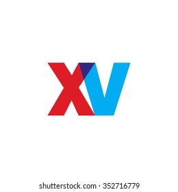 lowercase xv logo, red blue overlap transparent logo