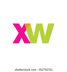 lowercase xw logo, pink green overlap transparent logo, modern lifestyle logo