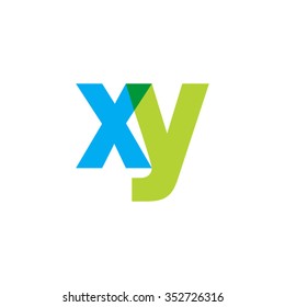 lowercase xy logo, blue green overlap transparent logo