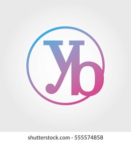 Lowercase yb Ring Circle Logotype. Pink and Blue Gradient Logo Letter. Sign Abbreviations. Vector Template Element