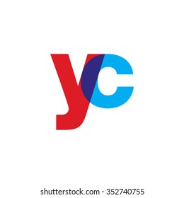 lowercase yc logo, red blue overlap transparent logo
