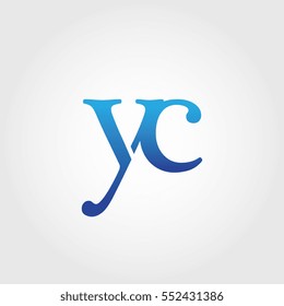 Lowercase yc Logotype. Blue Letter Logo. Letter Abbreviations. Vector Template Element.