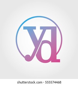 Lowercase yd Ring Circle Logotype. Pink and Blue Gradient Logo Letter. Sign Abbreviations. Vector Template Element