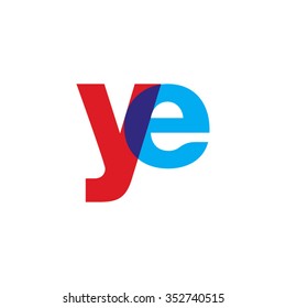 lowercase ye logo, red blue overlap transparent logo