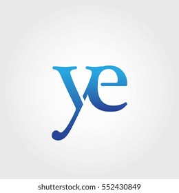 Lowercase ye Logotype. Blue Letter Logo. Letter Abbreviations. Vector Template Element.