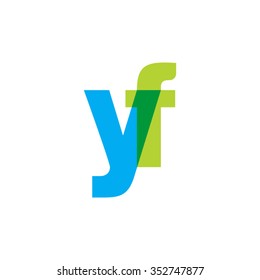lowercase yf logo, blue green overlap transparent logo
