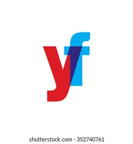lowercase yf logo, red blue overlap transparent logo