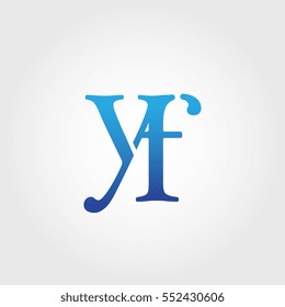 Lowercase yf Logotype. Blue Letter Logo. Letter Abbreviations. Vector Template Element.