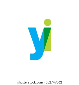 lowercase yi logo, blue green overlap transparent logo