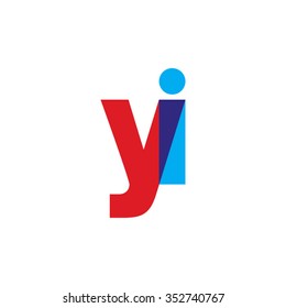 lowercase yi logo, red blue overlap transparent logo