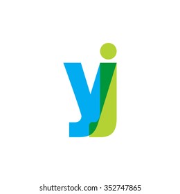 lowercase yj logo, blue green overlap transparent logo