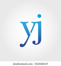 Lowercase yj Logotype. Blue Letter Logo. Letter Abbreviations. Vector Template Element.