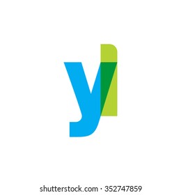 lowercase yl logo, blue green overlap transparent logo