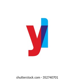 lowercase yl logo, red blue overlap transparent logo