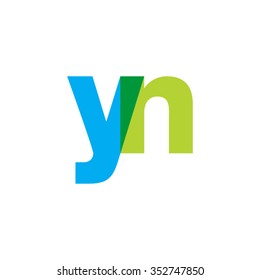 lowercase yn logo, blue green overlap transparent logo