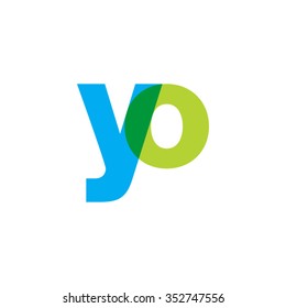 lowercase yo logo, blue green overlap transparent logo