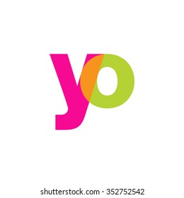 lowercase yo logo, pink green overlap transparent logo, modern lifestyle logo