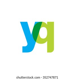 lowercase yq logo, blue green overlap transparent logo