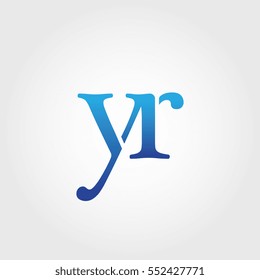 Lowercase yr Logotype. Blue Letter Logo. Letter Abbreviations. Vector Template Element.