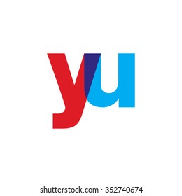 lowercase yu logo, red blue overlap transparent logo