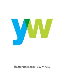 lowercase yw logo, blue green overlap transparent logo