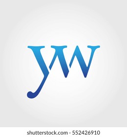 Lowercase yw Logotype. Blue Letter Logo. Letter Abbreviations. Vector Template Element.