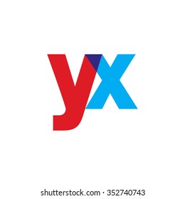 lowercase yx logo, red blue overlap transparent logo