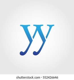 Lowercase yy Logotype. Blue Letter Logo. Letter Abbreviations. Vector Template Element.