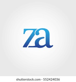 Lowercase za Logotype. Blue Letter Logo. Letter Abbreviations. Vector Template Element.