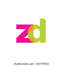lowercase zd logo, pink green overlap transparent logo, modern lifestyle logo