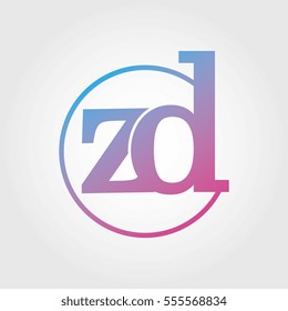 Lowercase zd Ring Circle Logotype. Pink and Blue Gradient Logo Letter. Sign Abbreviations. Vector Template Element