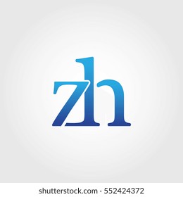 Lowercase zh Logotype. Blue Letter Logo. Letter Abbreviations. Vector Template Element.