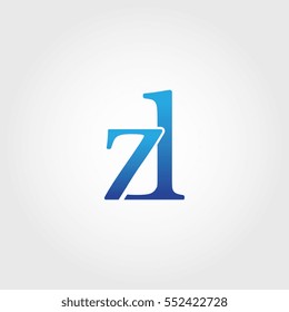 Lowercase zl Logotype. Blue Letter Logo. Letter Abbreviations. Vector Template Element.