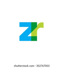 lowercase zr logo, blue green overlap transparent logo
